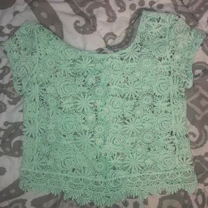 American rag lace cropped T-shirt